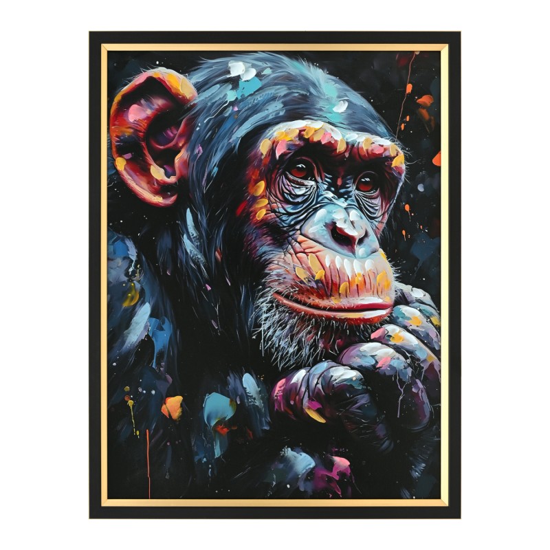 WALL PAINTING SIMIA FK4563 BLACK PS FRAME-PRINTED CANVAS MONKEY 64x4.5x84Hcm. WALL PAINTING SIMIA FK4563 BLACK PS FRAME-PRINTED CANVAS MONKEY 64x4.5x84Hcm.