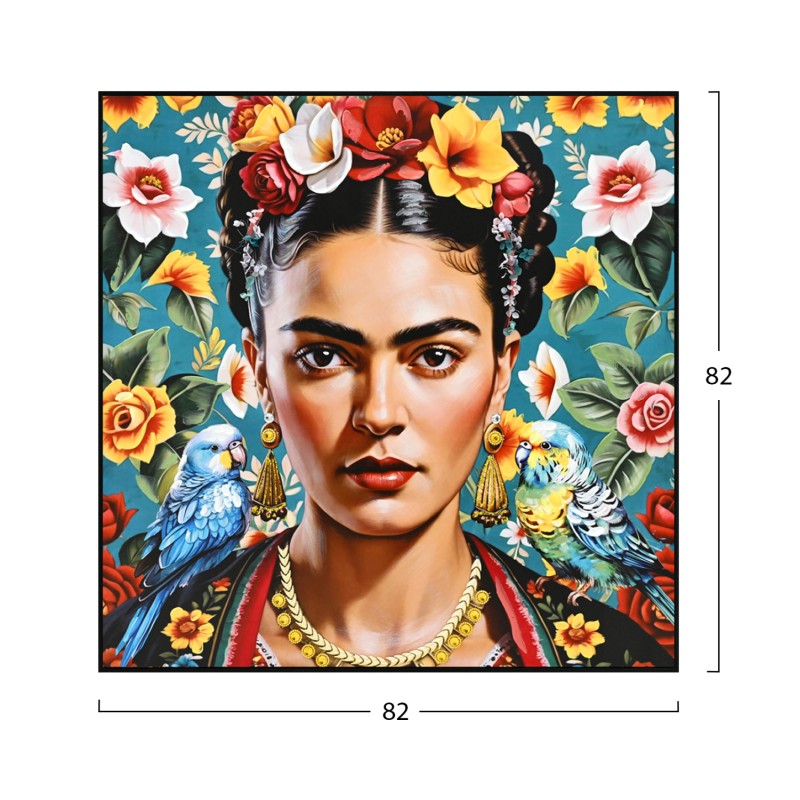 WALL PAINTING PARROTS FK4567 BLACK PS FRAME-PRINTED CANVAS WOMAN FACE & PARROTS 82x4,5x82Hcm. WALL PAINTING PARROTS FK4567 BLACK PS FRAME-PRINTED CANVAS WOMAN FACE & PARROTS 82x4,5x82Hcm.