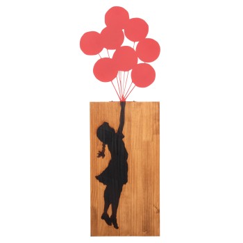 WALL DECORATION BALLOONS IN CORAL COLOR FK4649 METAL-WOOD 30x3x99Hcm.