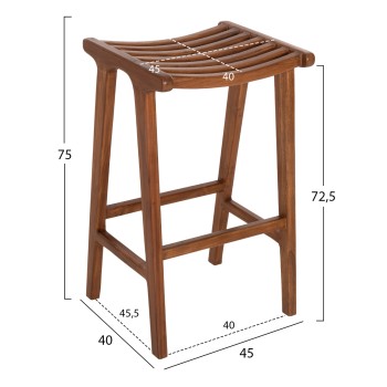 BAR STOOL BUNDY FK6130 TEAK WOOD IN WALNUT 45x40x75Hcm. BAR STOOL BUNDY FK6130 TEAK WOOD IN WALNUT 45x40x75Hcm.
