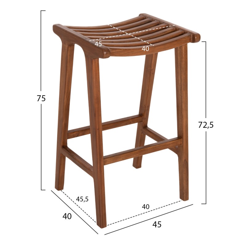 BAR STOOL BUNDY FK6130 TEAK WOOD IN WALNUT 45x40x75Hcm. BAR STOOL BUNDY FK6130 TEAK WOOD IN WALNUT 45x40x75Hcm.