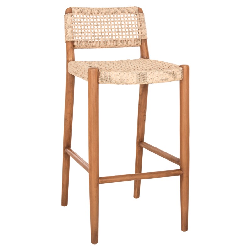 BAR STOOL ROSCO FK6134 TEAK WOOD IN NATURAL-VIRO ROPE IN BEIGE 47x52x100Hcm. BAR STOOL ROSCO FK6134 TEAK WOOD IN NATURAL-VIRO ROPE IN BEIGE 47x52x100Hcm.
