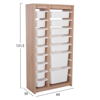 CHEST OF DRAWERS SANI FK18204.03 MELAMINE IN SONAMA-16 WHITE P.E. DRAWERS 69x30x131,5Hcm