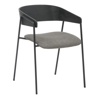 DINING CHAIR KORIN FK9975.02 METAL & PLYWOOD IN BLACK-GREY FABRIC 54x51x72,5Hcm.