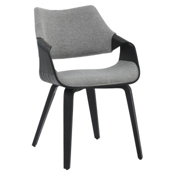 DINING CHAIR NETTO FK9976.02 PLYWOOD FRAME IN BRUSHED BLACK-GREY FABRIC 55x56x83,5Hcm.