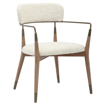 DINING ARMCHAIR ROY FK9978.01 BEECH WOOD LEGS-METAL ARMS-FABRIC IN ECRU COLOR 51x48x77,5Hcm.