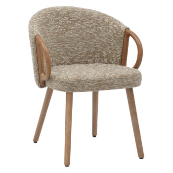 DINING CHAIR RIG FK9979.01 BEECH WOOD LEGS IN WHITEWASH-BEIGE FABRIC 59x58,5x72,5Hcm.