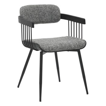DINING CHAIR LANG FK9973.02 BLACK METAL FRAME-GREY FABRIC 52x52x76Hcm.