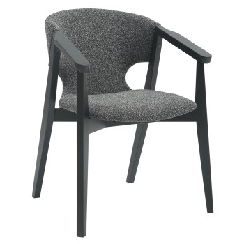 DINING ARMCHAIR YEGER FK9995.01 BEECH WOOD IN BLACK-DARK GREY FABRIC 59x58x78Hcm.
