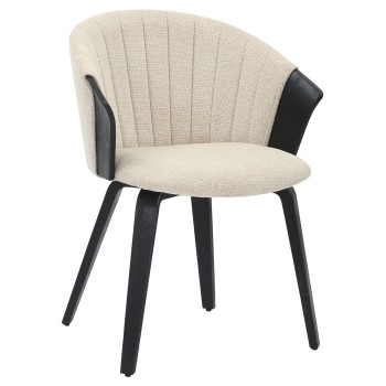 DINING CHAIR JESPER FK9977.02 PLYWOOD FRAME IN BLACK-ECRU FABRIC 61x54x74Hcm.