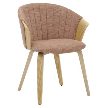 DINING CHAIR JESPER FK9977.01 PLYWOOD FRAME IN OAK-REDWOOD FABRIC 61x54x74Hcm.