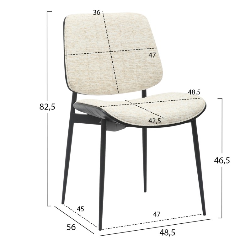 DINING CHAIR CONTI FK9983.02 BLACK METAL & PLYWOOD-ECRU FABRIC 48,5x56x82,5Hcm. DINING CHAIR CONTI FK9983.02 BLACK METAL & PLYWOOD-ECRU FABRIC 48,5x56x82,5Hcm.