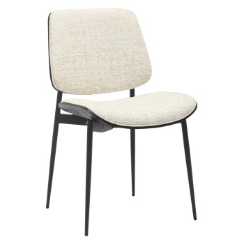 DINING CHAIR CONTI FK9983.02 BLACK METAL & PLYWOOD-ECRU FABRIC 48,5x56x82,5Hcm.