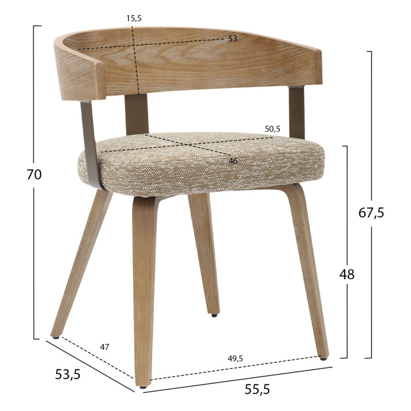 DINING CHAIR GALLEY FK9981.01 PLYWOOD FRAME AND LEGS-BEIGE FABRIC 55,5x53,5x70Hcm. DINING CHAIR GALLEY FK9981.01 PLYWOOD FRAME AND LEGS-BEIGE FABRIC 55,5x53,5x70Hcm.