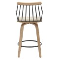 BAR STOOL JUDI FK9985.01 PLYWOOD IN WHITEWASH-BLACK METAL-BEIGE FABRIC 48x52x92Hcm. BAR STOOL JUDI FK9985.01 PLYWOOD IN WHITEWASH-BLACK METAL-BEIGE FABRIC 48x52x92Hcm.