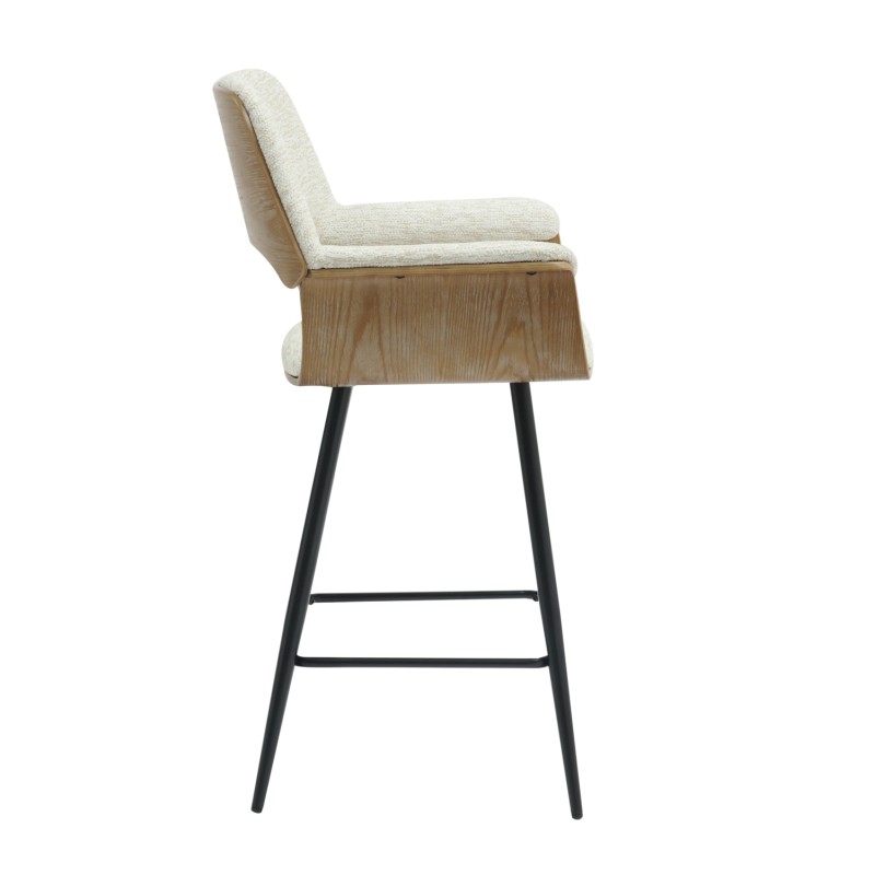 BAR STOOL MED.HEIGHT CLIPP FK9987.02 BLACK METAL LEGS-ECRU FABRIC 57,5x53x98Hcm. BAR STOOL MED.HEIGHT CLIPP FK9987.02 BLACK METAL LEGS-ECRU FABRIC 57,5x53x98Hcm.