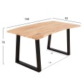 DINING TABLE SOFIA SLIM FK8500.21 SOLID ACACIA WITH BLACK METAL LEGS 160X92X78Hcm