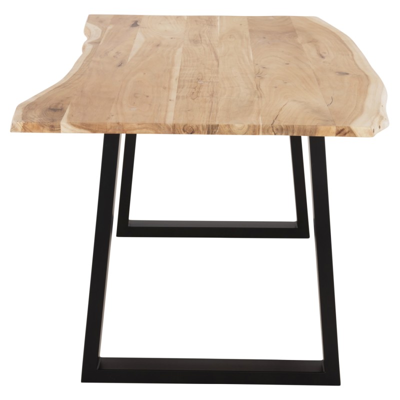 DINING TABLE SOFIA SLIM FK8500.21 SOLID ACACIA WITH BLACK METAL LEGS 160X92X78Hcm