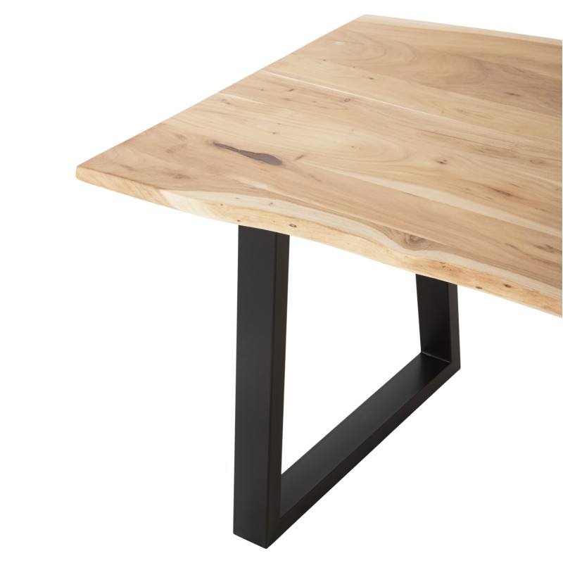 DINING TABLE SOFIA SLIM FK8500.21 SOLID ACACIA WITH BLACK METAL LEGS 160X92X78Hcm