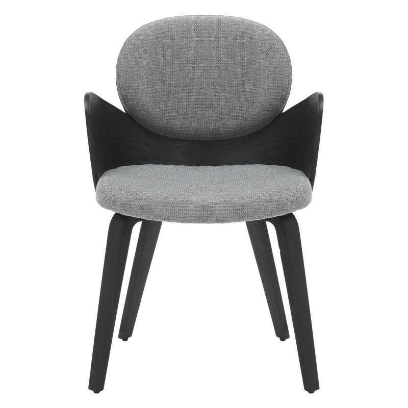 DINING ARMCHAIR DARNELL FK9974.02 PLYWOOD IN BLACK COLOR-GREY FABRIC 56x56x83Hcm. DINING ARMCHAIR DARNELL FK9974.02 PLYWOOD IN BLACK COLOR-GREY FABRIC 56x56x83Hcm.