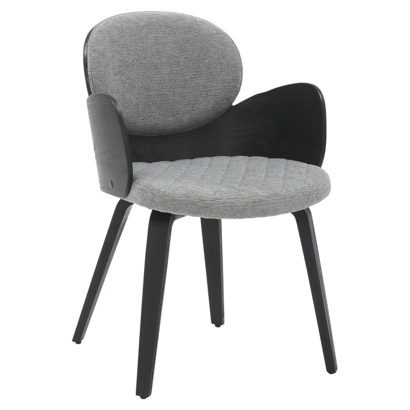 DINING ARMCHAIR DARNELL FK9974.02 PLYWOOD IN BLACK COLOR-GREY FABRIC 56x56x83Hcm. DINING ARMCHAIR DARNELL FK9974.02 PLYWOOD IN BLACK COLOR-GREY FABRIC 56x56x83Hcm.