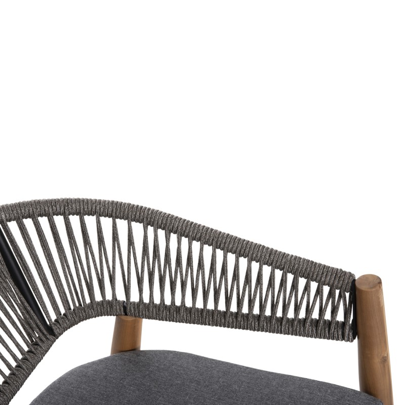 OUTDOOR DINING CHAIR NAVAN FK6135.01 ACACIA WOOD IN NATURAL-NYLON ROPE IN GREY 59x58x76Hcm. OUTDOOR DINING CHAIR NAVAN FK6135.01 ACACIA WOOD IN NATURAL-NYLON ROPE IN GREY 59x58x76Hcm.