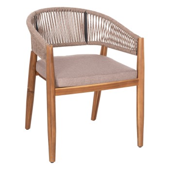 OUTDOOR DINING CHAIR NAVAN FK6135.02 ACACIA WOOD IN NATURAL-NYLON ROPE IN BEIGE 59x58x76Hcm.