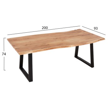 DINING TABLE MONTANA FK8337.21 SOLID ACACIA WOOD 4cm.THICK TOP 200x93x74Hcm.