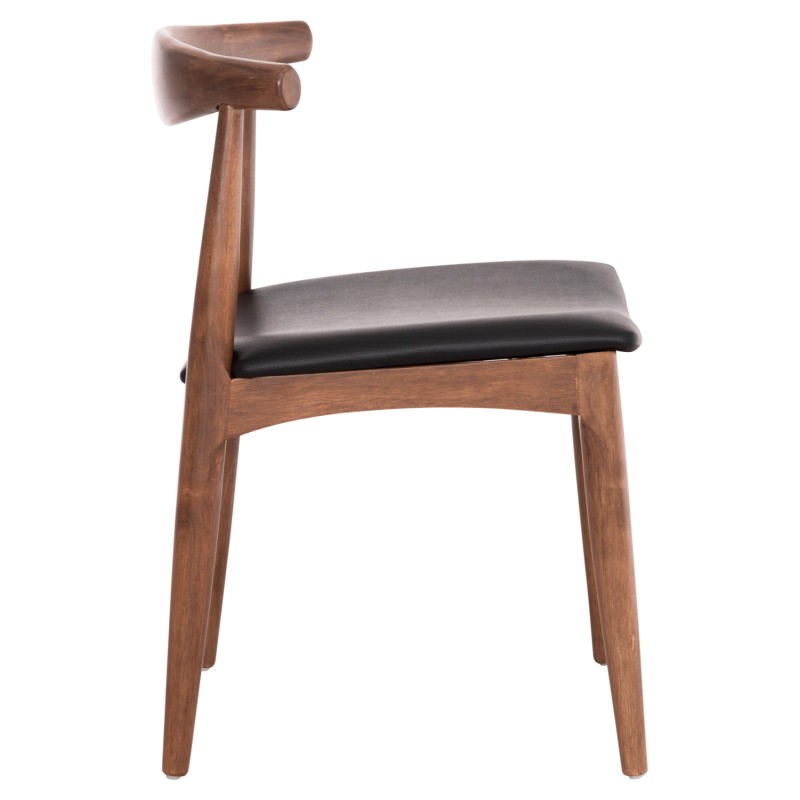 DINING CHAIR ALOR FK9947.03 RUBBERWOOD IN WALNUT COLOR-BLACK PU 55x51x75Hcm. DINING CHAIR ALOR FK9947.03 RUBBERWOOD IN WALNUT COLOR-BLACK PU 55x51x75Hcm.