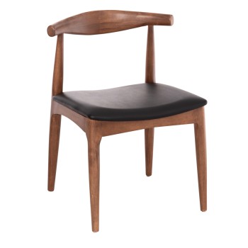 DINING CHAIR ALOR FK9947.03 RUBBERWOOD IN WALNUT COLOR-BLACK PU 55x51x75Hcm.