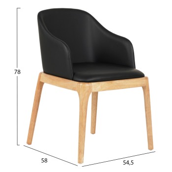 DINING CHAIR FURLAN ΗΜ9949.01 RUBBERWOOD IN OAK-BLACK PU 54,5x58x78Hcm. DINING CHAIR FURLAN ΗΜ9949.01 RUBBERWOOD IN OAK-BLACK PU 54,5x58x78Hcm.