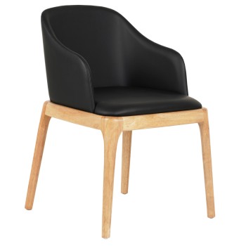 DINING CHAIR FURLAN ΗΜ9949.01 RUBBERWOOD IN OAK-BLACK PU 54,5x58x78Hcm.