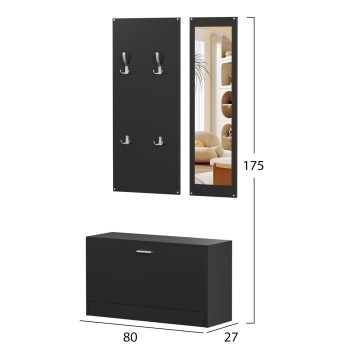 ENTRYWAY SET WITH MIRROR VERN FK2476.02 MELAMINE IN WENGE 80x27x175Hcm. ENTRYWAY SET WITH MIRROR VERN FK2476.02 MELAMINE IN WENGE 80x27x175Hcm.