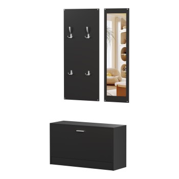ENTRYWAY SET WITH MIRROR VERN FK2476.02 MELAMINE IN WENGE 80x27x175Hcm.