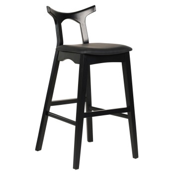 BAR STOOL USOPP FK9951.02 RUBBERWOOD & PU IN BLACK COLOR 49x53x99,5Hcm.