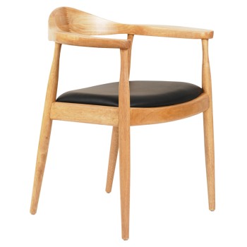 DINING CHAIR ADOR FK9948.01 RUBBERWOOD IN OAK COLOR & BLACK PU 62x54x76,5Hcm.
