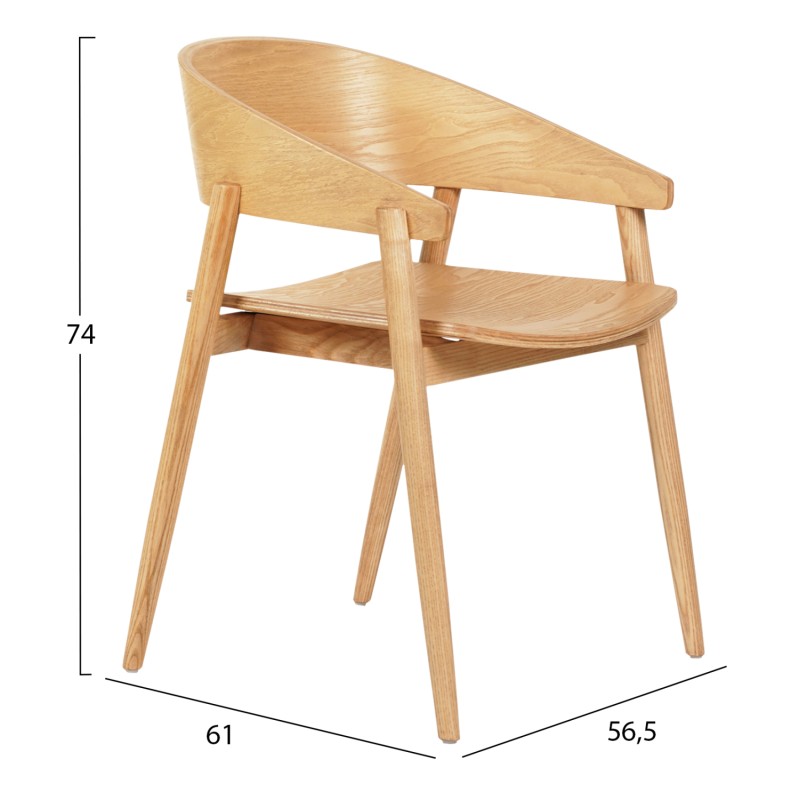 DINING CHAIR CANOP FK9950.01 ASHWOOD IN LIGHT OAK COLOR 56,5x61x74Hcm.