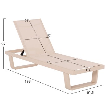 ALUMINUM SUNBED RICKON WITH TESLIN FABRIC FK6292.04 CHAMPAGNE COLOR 198x61,5x97Hcm. ALUMINUM SUNBED RICKON WITH TESLIN FABRIC FK6292.04 CHAMPAGNE COLOR 198x61,5x97Hcm.
