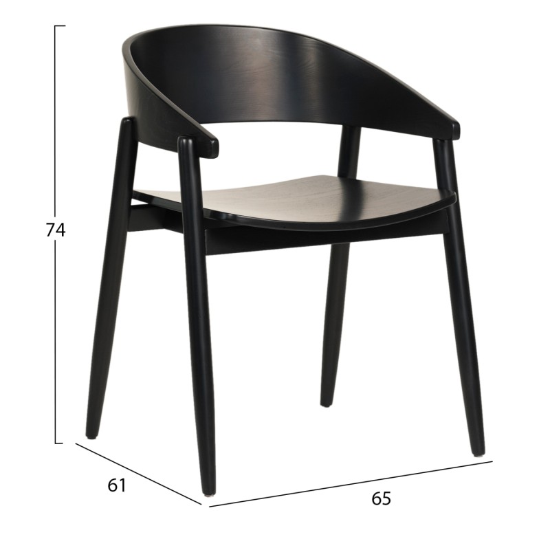 DINING CHAIR CANOP FK9950.02 ASHWOOD IN BLACK COLOR 56,5x61x74Hcm. DINING CHAIR CANOP FK9950.02 ASHWOOD IN BLACK COLOR 56,5x61x74Hcm.