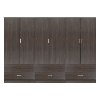 WARDROBE REINA 6-LEAF WITH 6 DRAWERS FB921060.01 MELAMINE IN ZEBRANO COLOR 240x42x181Hcm. WARDROBE REINA 6-LEAF WITH 6 DRAWERS FB921060.01 MELAMINE IN ZEBRANO COLOR 240x42x181Hcm.