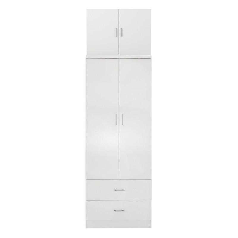WARDROBE REINA FK21061.05 2-LEAF WITH UPPER CABINET & 2 DRAWERS-MELAMINE IN WHITE 80x42x241Hcm. WARDROBE REINA FK21061.05 2-LEAF WITH UPPER CABINET & 2 DRAWERS-MELAMINE IN WHITE 80x42x241Hcm.