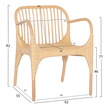 DINING CHAIR GIBBON FK9957.01 NATURAL RATTAN 62x55x82Hcm. DINING CHAIR GIBBON FK9957.01 NATURAL RATTAN 62x55x82Hcm.
