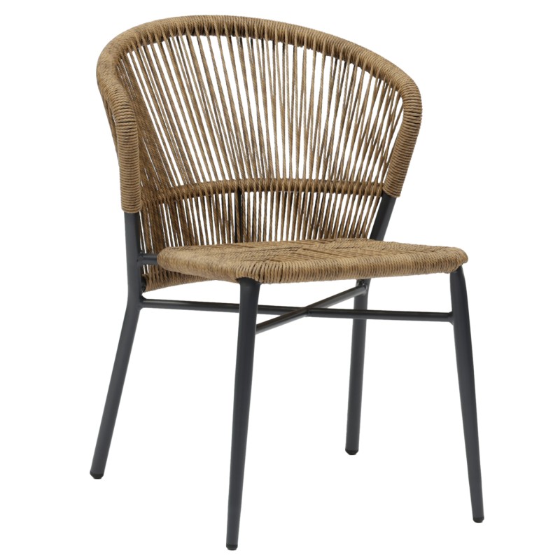 ALUMINUM CHAIR LYNN FK6267.01 ANTHRACITE FRAME-P.E. RATTAN IN NATURAL COLOR 57x61x79Hcm. ALUMINUM CHAIR LYNN FK6267.01 ANTHRACITE FRAME-P.E. RATTAN IN NATURAL COLOR 57x61x79Hcm.