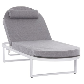 PROFESSIONAL SUNLOUNGER MALLOW FK10715.01 WHITE ALUMINUM & GREY CUSHION 198x71x40,5-103Hcm.