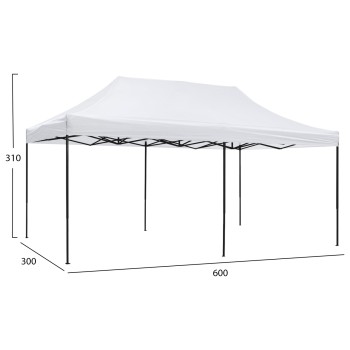 GAZEBO MATTHEW FK6312 FOLDABLE-METAL BLACK FRAME-WHITE SHADE 300x600x310Hcm GAZEBO MATTHEW FK6312 FOLDABLE-METAL BLACK FRAME-WHITE SHADE 300x600x310Hcm