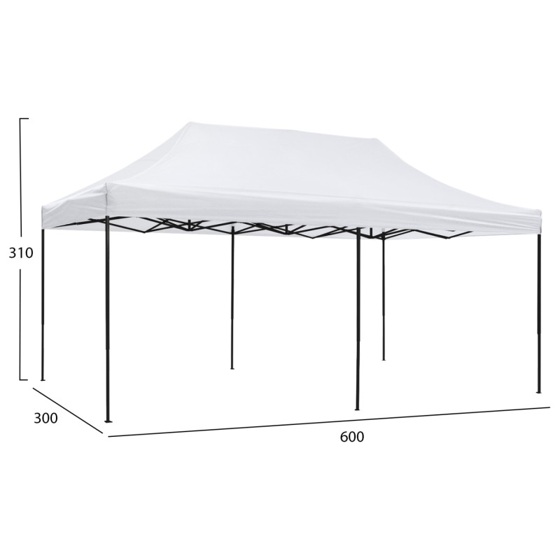 GAZEBO MATTHEW FK6312 FOLDABLE-METAL BLACK FRAME-WHITE SHADE 300x600x310Hcm GAZEBO MATTHEW FK6312 FOLDABLE-METAL BLACK FRAME-WHITE SHADE 300x600x310Hcm