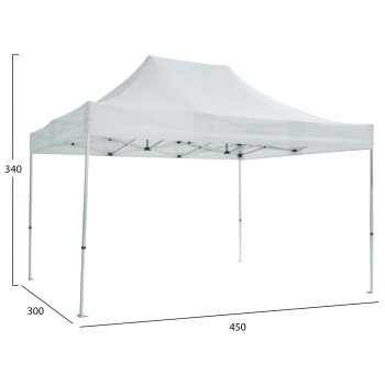 GAZEBO HEAVY-DUTY CRESSEN FK6306 FOLDABLE-ALUMINUM SILVER FRAME-WHITE SHADES 3x4,5x3,4FK
