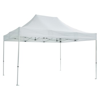 GAZEBO HEAVY-DUTY CRESSEN FK6306 FOLDABLE-ALUMINUM SILVER FRAME-WHITE SHADES 3x4,5x3,4FK