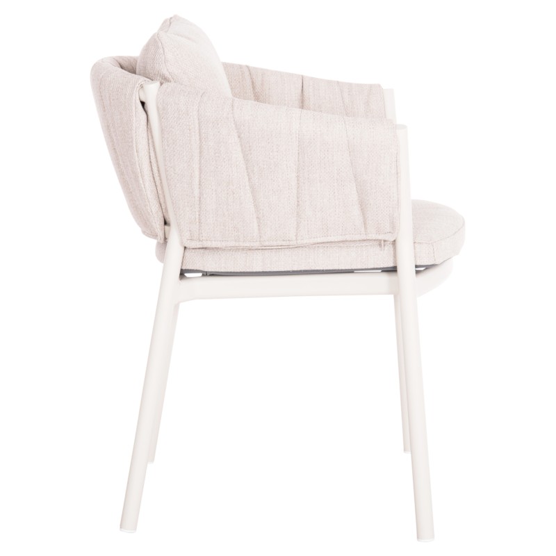 DINING CHAIR SHANKS FK6207.02 CREAM WHITE ALUMINUM & BEIGE OLEFIN FABRIC 63x60.5x75-77Hcm. DINING CHAIR SHANKS FK6207.02 CREAM WHITE ALUMINUM & BEIGE OLEFIN FABRIC 63x60.5x75-77Hcm.