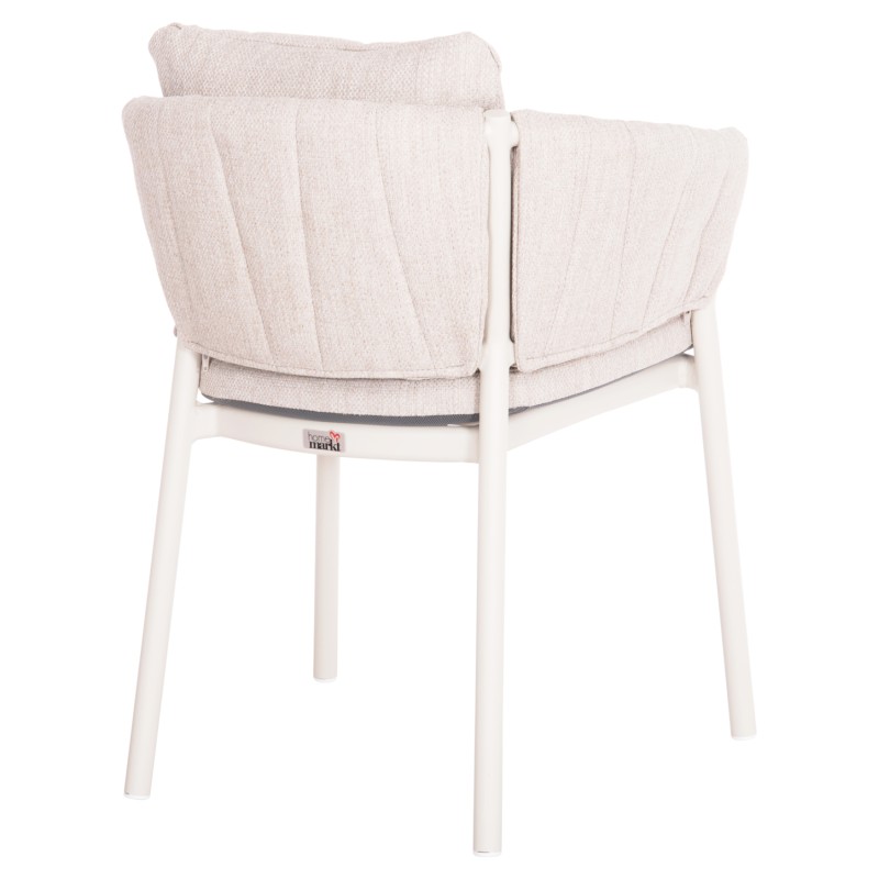 DINING CHAIR SHANKS FK6207.02 CREAM WHITE ALUMINUM & BEIGE OLEFIN FABRIC 63x60.5x75-77Hcm. DINING CHAIR SHANKS FK6207.02 CREAM WHITE ALUMINUM & BEIGE OLEFIN FABRIC 63x60.5x75-77Hcm.